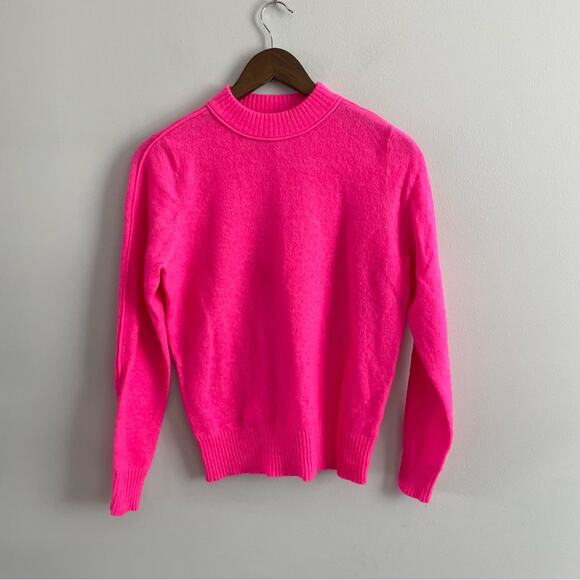 Athleta | Women’s Transit Crew Sweater Merino Wool Pullover Neon Hot Pink Bright - Picture 2 of 10
